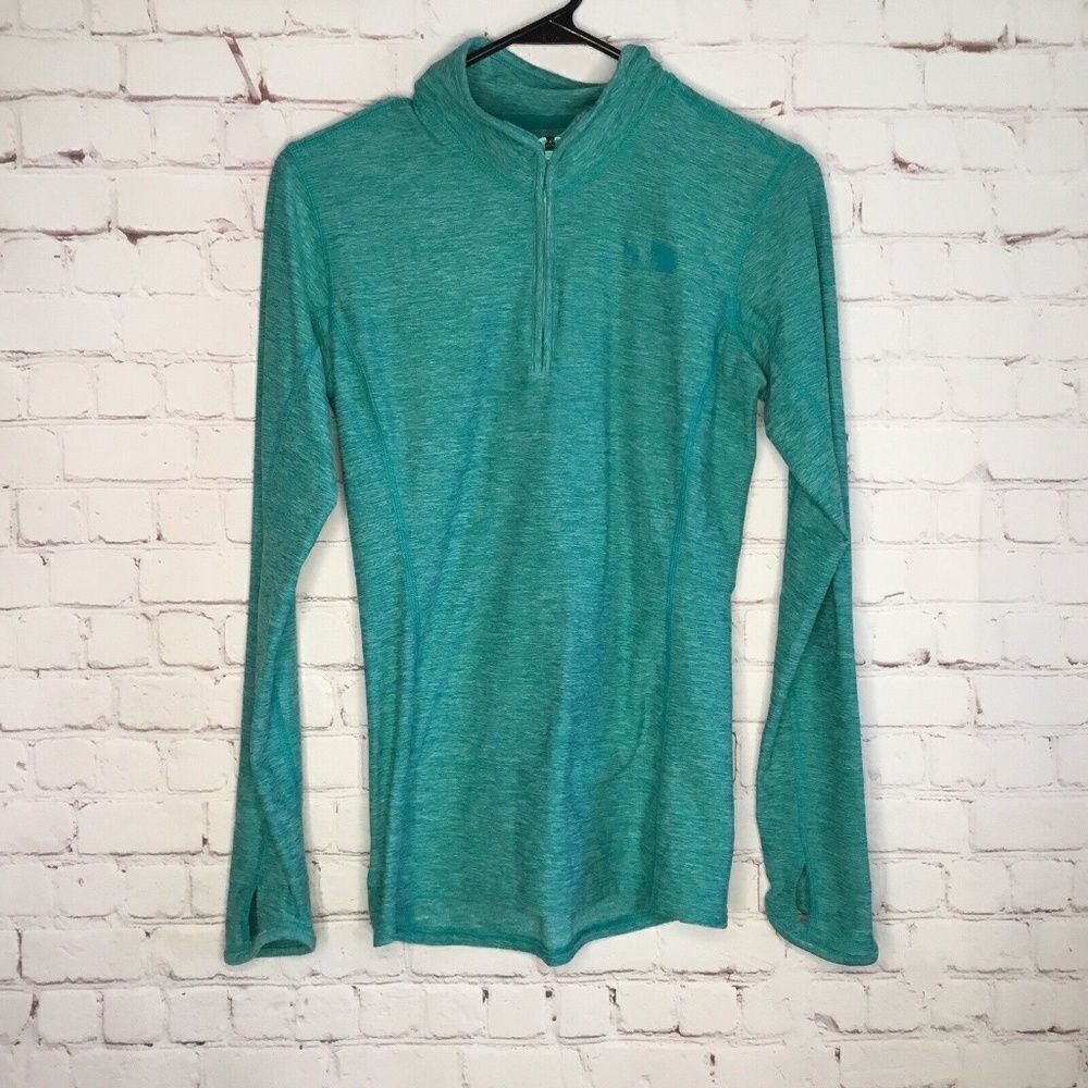 The North Face Womens Green 1/4 Zip Long Sleeve Fleec Running Sweatshirt Size SP